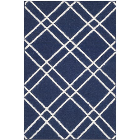 Safavieh Dhurries Hand Woven Flat Weave Accent Rugs Navy & Ivory - 2 ft.-6 in. x 4 ft. DHU638D-24